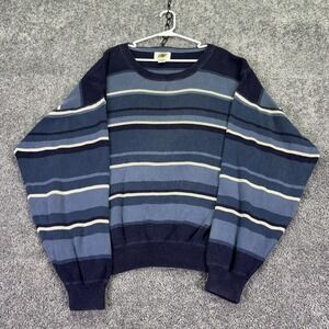 Field Gear Sweater Mens 2X Blue Striped Knit Crew Neck Pullover Casual City Work